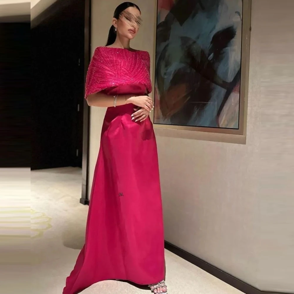 

Carolina Off the Shoulder Evening Dresses فساتين سهرة Women's Cape Sleeves Sequined Mermaid Prom Dresses Formal Occasion Party
