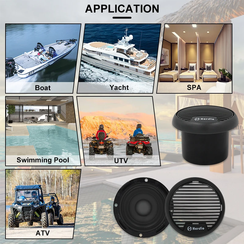 3 Inch 140W Boat Bluetooth Speaker Waterproof Stereo Outdoor Mini Loudspeaker System ATV UTV Motorcycle Outdoor bluetooth speaker marine speakers