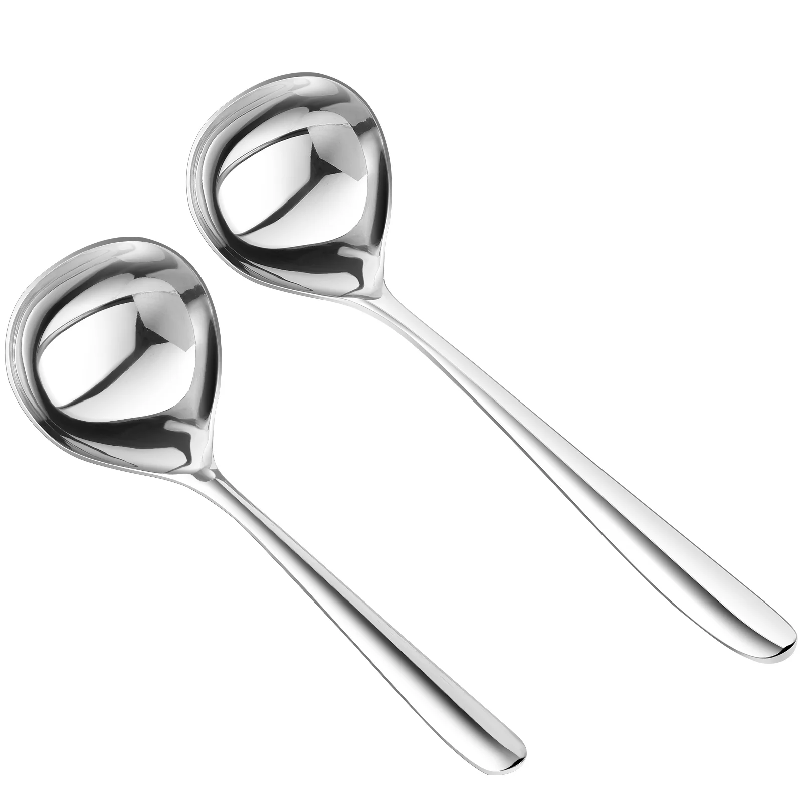 

2 Pcs Food Serving Spoons Western Deepened Soup Stainless Steel Kitchenware Home Tableware