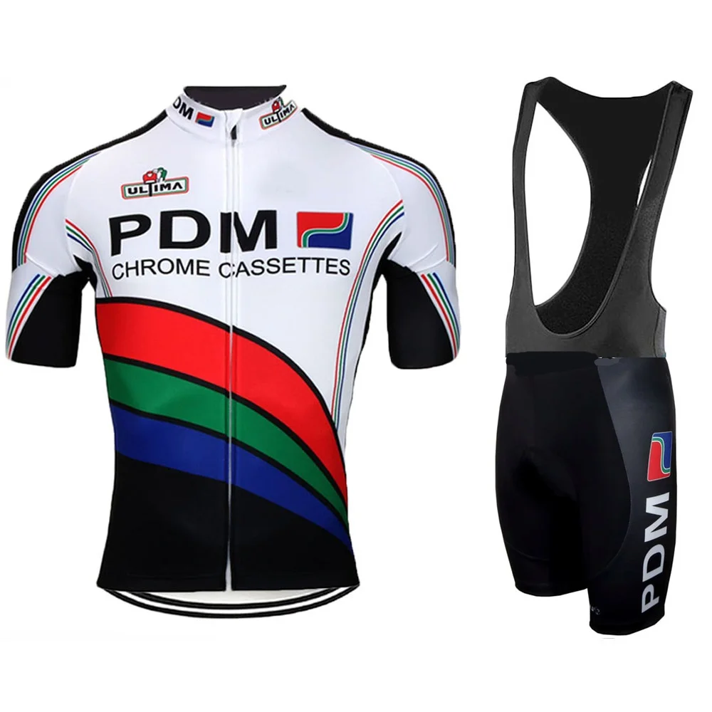 PDM Cycling Jersey Set Retro Cycling Clothing Summer Men Racing Road Bike Suit Bicycle Bib Shorts MTB Wear Maillot Ropa Ciclismo