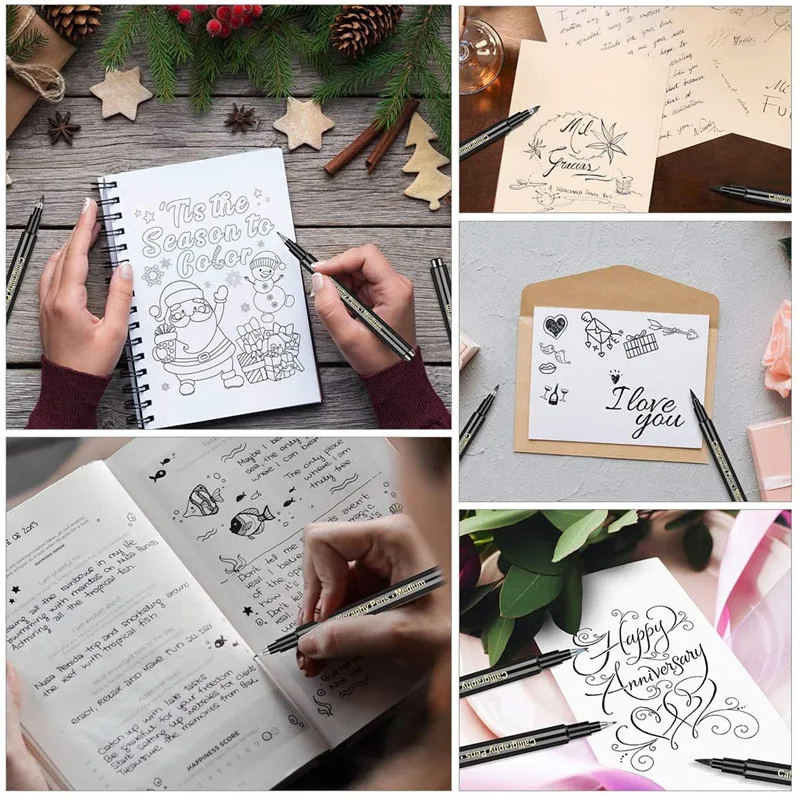 Guangna Calligraphy Pen Beautiful Pen Soft Head Addable Ink Brush/Medium/Fine/Extra-fine Practice Pen Wedding Signature Pen 6