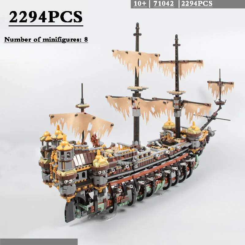 

Display Compatible 16042 71042 Silent Mary Pirate 2294pcs Moc Building Blocks Children's Assembled Toy Ship Model Christmas Gift