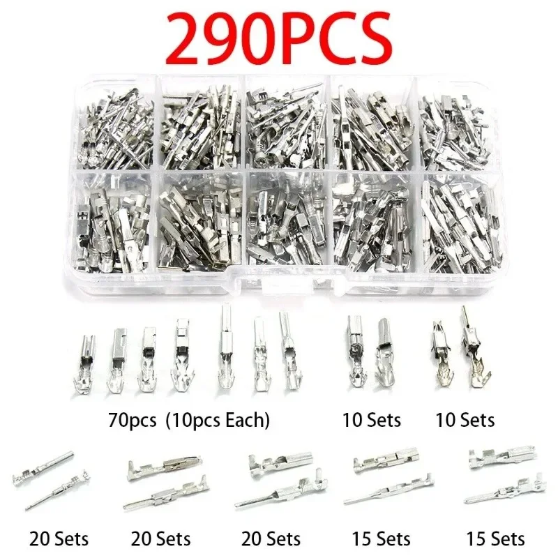 ELECTRAPICK 290 ชิ้นปลั๊กแบน Cable Lugs Cable Lugs-sorment Connectors รถกล่องขั้วต่อสายไฟชุดสําหรับรถยนต์ 1