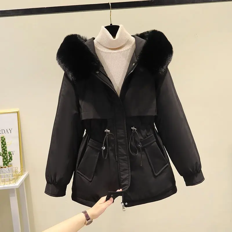 Women's New Loose Thickened Winter Large Fur Collar Short Parka