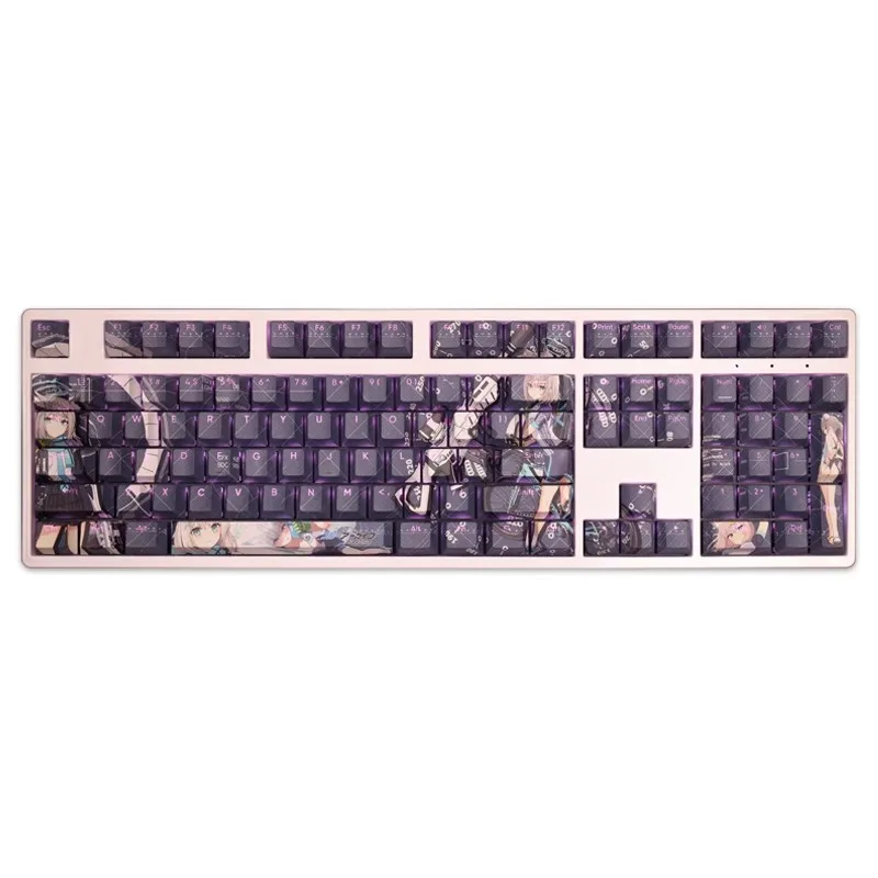 Backlit Anime Gaming Key Caps Arquivo Azul Sunashi Shiroko Pbt Desenhos Animados Anime Ansi 61 87 104 108 Chaves Set - Imagem 5