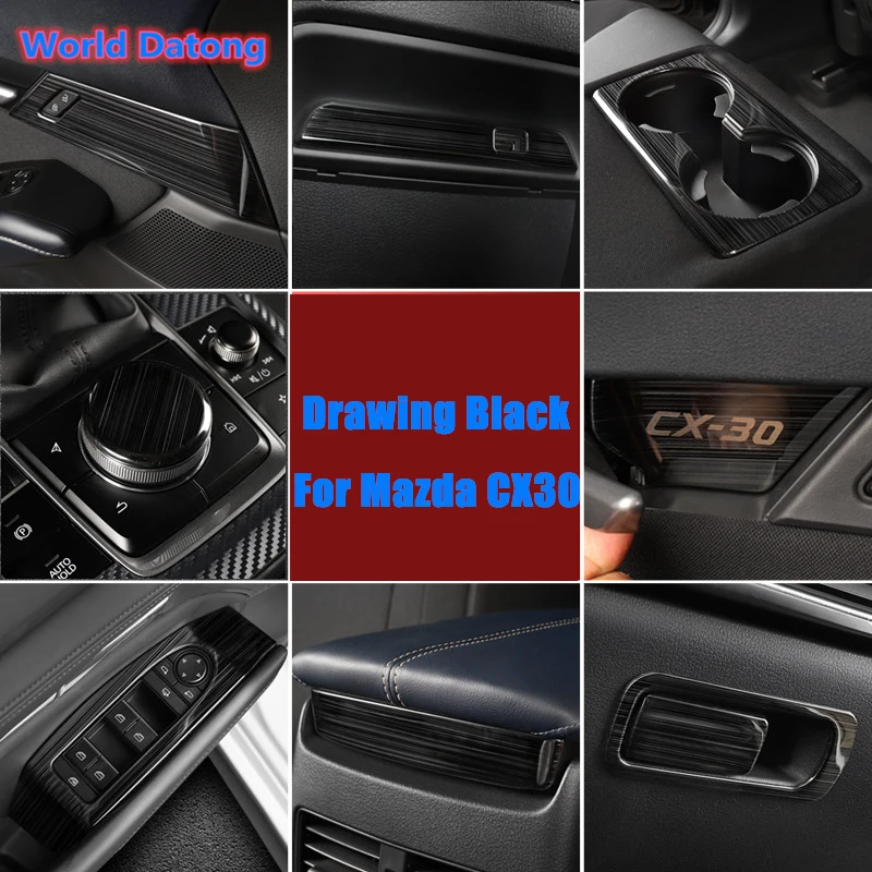 

Для Mazda CX30 CX-30 2020 2021 аксессуары для стайлинга автомобиля интерьер матовый рисунок из нержавеющей стали декоративная крышка отделка