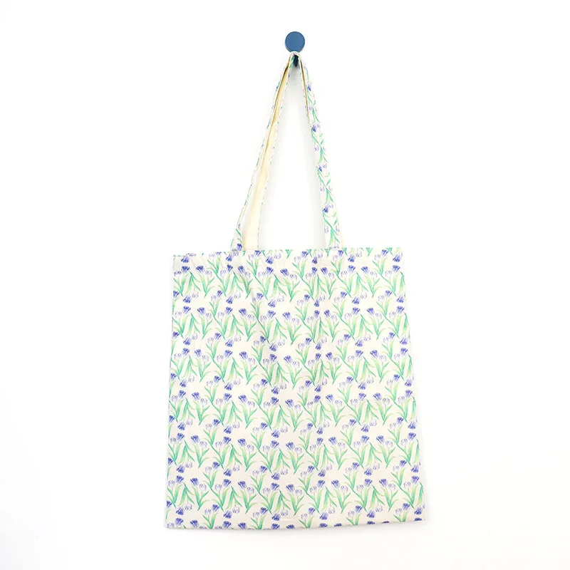 Canvas Shoulder Bag Flower Printing Large Capacity Handbag Casual Fashion Retro Tote Bag for Women Daily Commuter Shopping Bag