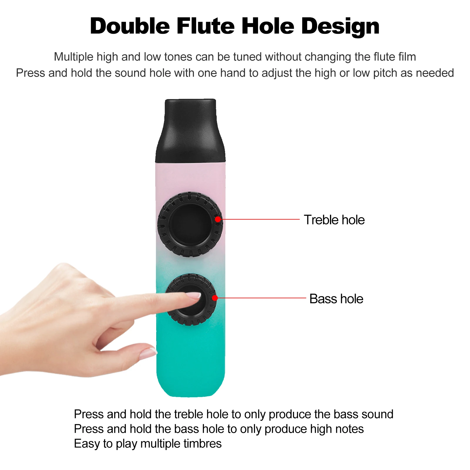Wooden Kazoos Kazu Flute 10pcs Double Flute Hole Kazoo Dual Holes Replaceable Blowing Nozzle Membrane Musical Instrument for Child Adult