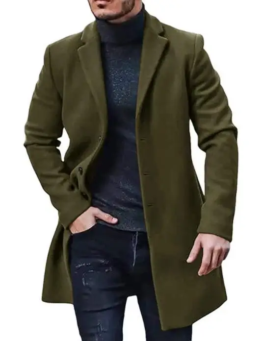 novo casaco de lã de cor sólida masculino blusão