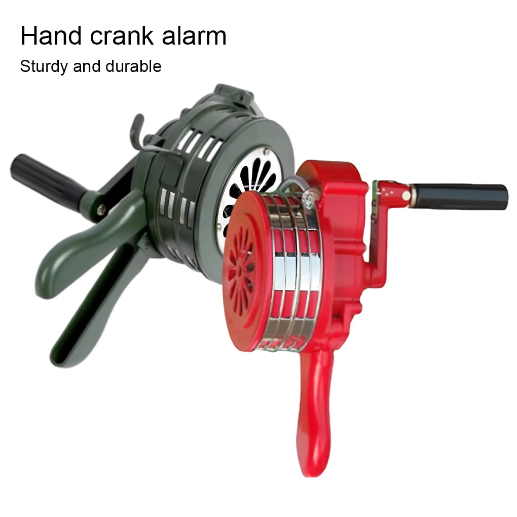 110dB Manual Metal Alarm Hand Crank Siren Horn Air Raid Emergency Safety Warning Siren for Fire Flood Prevention Disaster