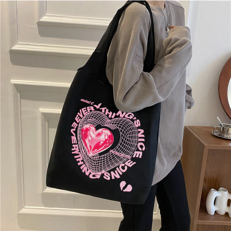 Gothic spider print women shoulder bags Vintage canvas bag large capacity women bag emo dark snake shopper bag casual y2k Tote