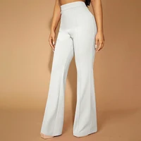 Pantalon Mia Muse Business Simple Décent Couleur Unie Taille Haute Pleine Longueur Coupe Régulière Pantalon Droit pour Femme 3