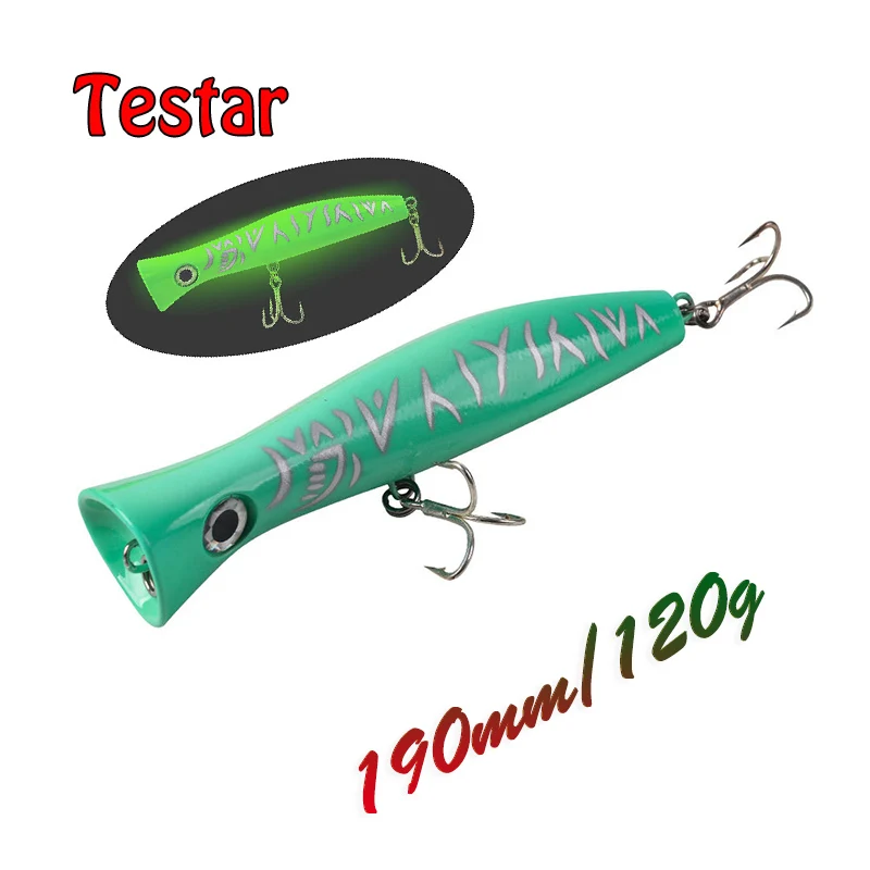 

Testar Fishing Lures 190mm 120g Big Game Trolling Boat Fishing Popper Topwater Artificial Hard Jerkbait for Bass Pike Pesca