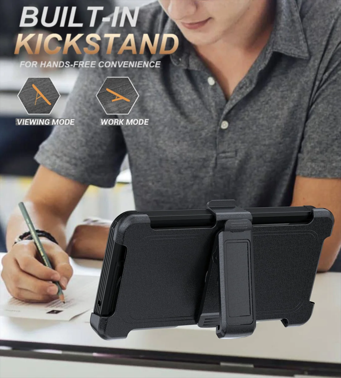Belt Clip Phone Case with MagSafe-Compatible Clear Protection and Stand