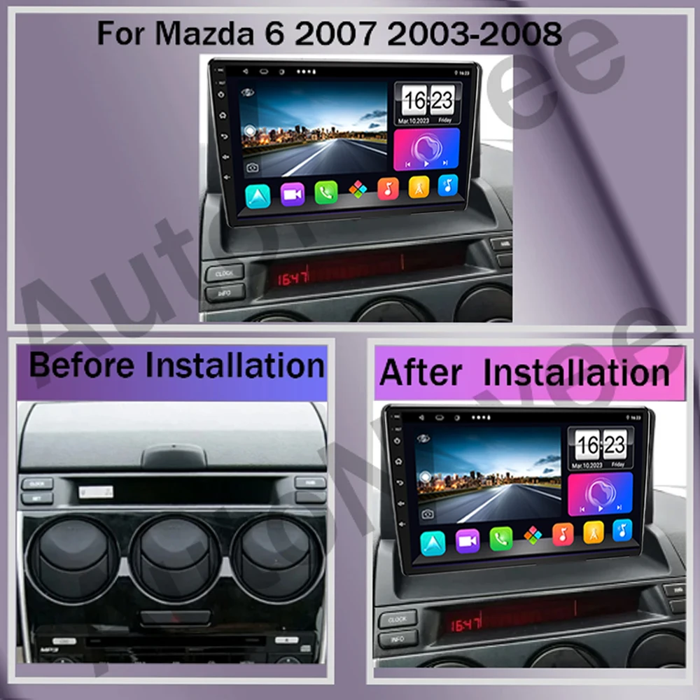 Android 13 For Mazda 6 2007 2003-2008 Car Player Multimedia Radio Stereo GPS Screen Navigation No 2din DVD 5G Carplay Autoradio