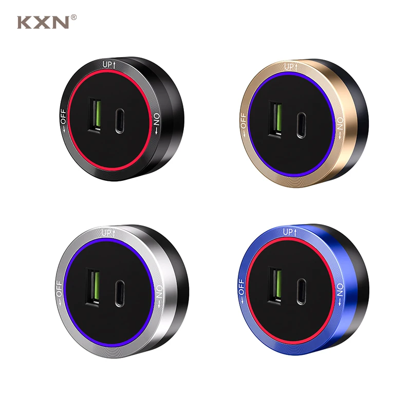 Фото Электрические штепсельные адаптеры KXN, быстрая зарядка, USB-разъем, тип 18 Вт, 3,1 А со стандартным индикатором яркости для треков питания №1