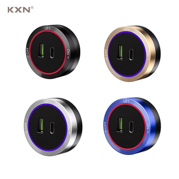 KXN 전기 플러그 어댑터 고속 충전 USB 소켓 타입 c 18W 3.1A, 전원 트랙용 LED 표시기 포함