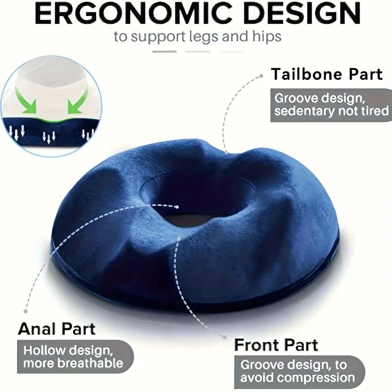 1pc Orthopedic Memory Foam Donut Pillow Coccyx Seat Cushion Hemorrhoid Cushion Tailbone for Pregnant Butt