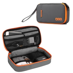 Compact Travel Case & Cable Organizer for Electronic Accessories (Grey pouch)