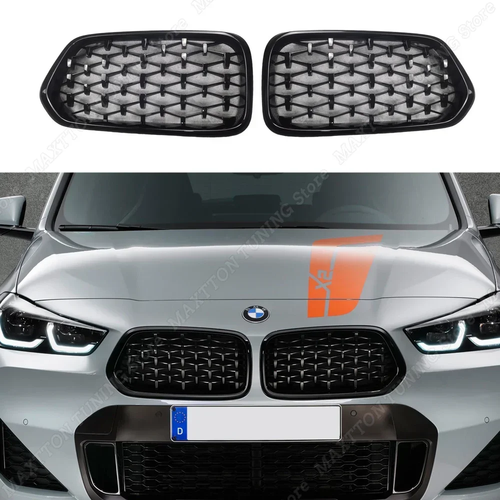 MAGII Auto Front Kühlergrille für BMW X2 F39 2018 2019 2020 2021,  Frontstoßstangengitter Kühlergrill Kühlergitter, Auto Kühlergrill Grill  Lufteinlassgrill Frontgrill Zubehör,C Black+Silver: : Auto &  Motorrad