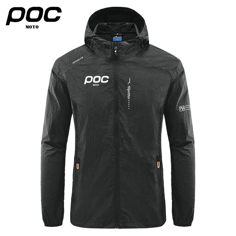 New Men MOTO POC Cycling Hooded Jackets Windbreaker Ultra Light Coat Summer Outdoor Quick Dry Sun-Protective Thin Jacket
