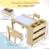 AOOU Kids Art Table and 2 Chairs, Toddler Craft Drawing Desk with Large Storage Shelves, 4 Storage Bins and Paper Roll 4