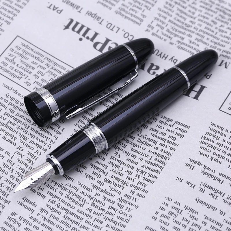 New Jinhao 159 검정색과 은색 M 펜촉 만년필 두꺼운