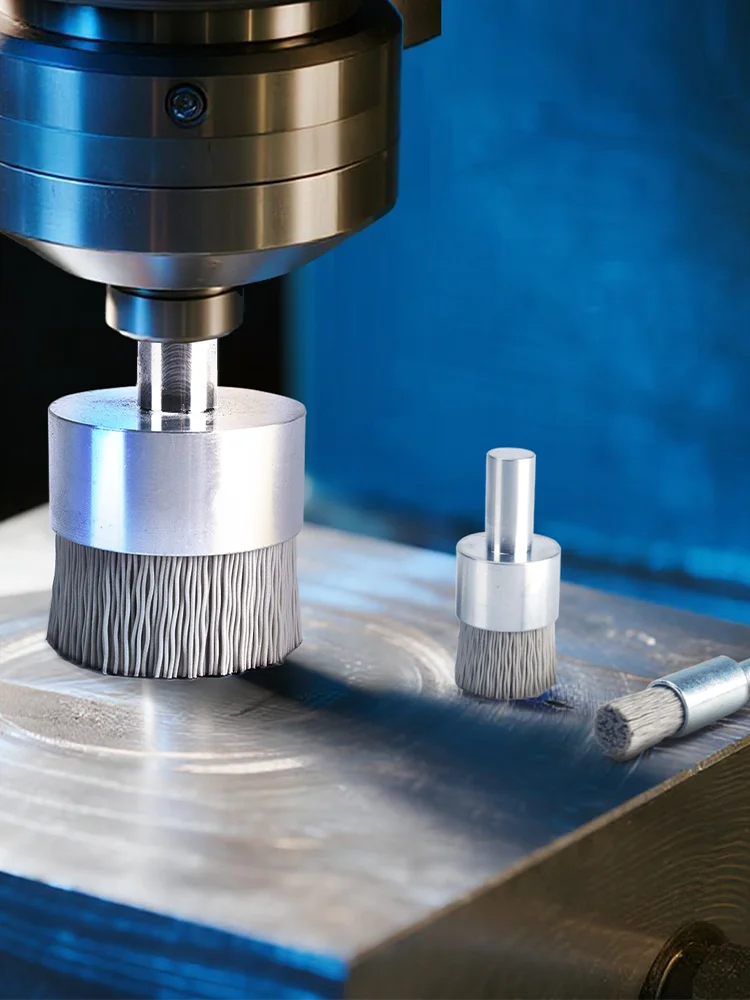 Aluminiumoxid-Schleif-Nylon-Endbürste, industrielles Elektrowerkzeug, Drahtreinigung, weichere Metallrostrückstände, Entfernung von Entgraten, Farbstreifen – Detail 18