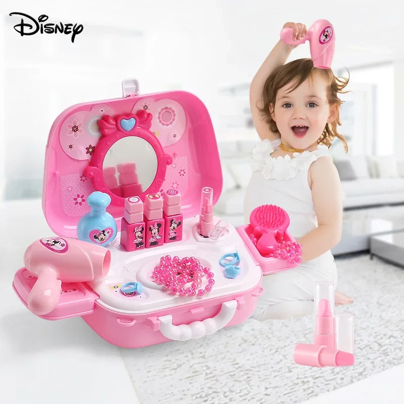 Disney backpack toy genuine cartoon Minnie mouse makeup dressing table makeup box girls toy Christmas present
