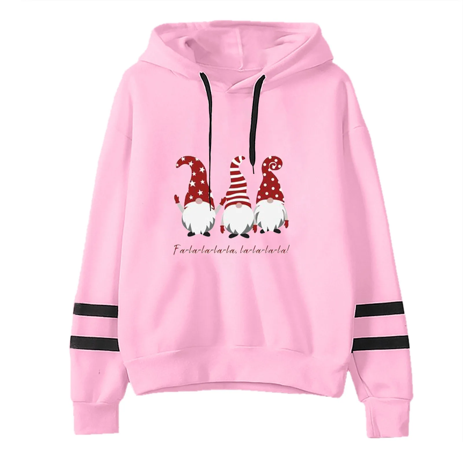 

Ms Christmas Gnome Printing Long Sleeve Hooded Fleece Jacket Loose fit Oversize Outerwear