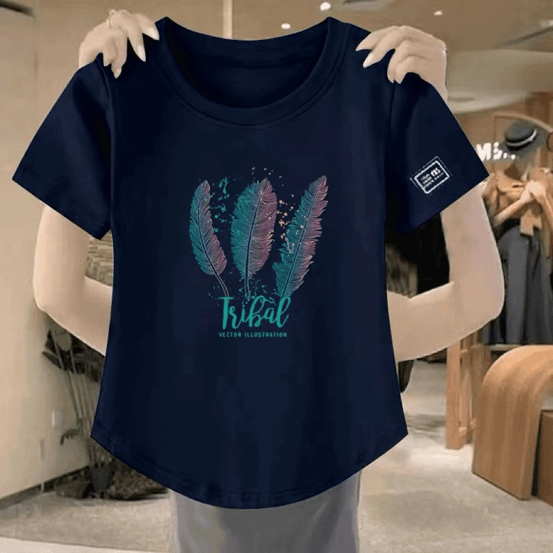 Right print navy blue [medium] color feather