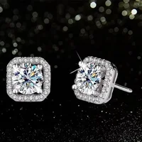 Diamond Earrings Mosonite Earring Square Bag Earrings marry Jewelry simple and fashionable party, Valentine's Day gift - Image 2