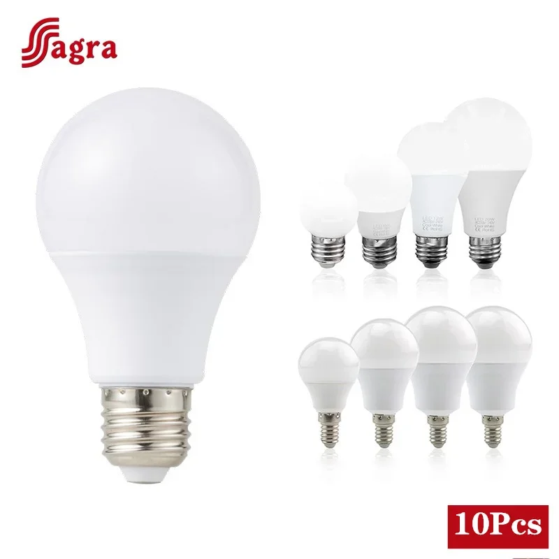 หลอดไฟ LED 10ชิ้น/ล็อต E27หลอดไฟ E14 220V 3W 6W 9W 12W 15W 18W 20W 24W lampada Living Room Home bombilla อบอุ่นสีขาว 1