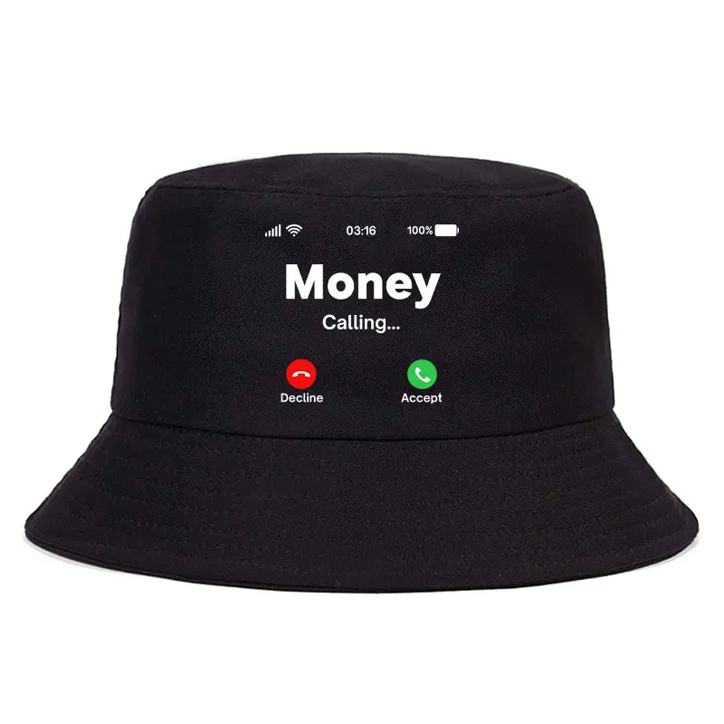 

Money Calling Bucket Hats Double Side Wear Cotton Fisherman Cap Unisex Daily Sun Panama Hat Girl Boy Solid Reversible Bobs