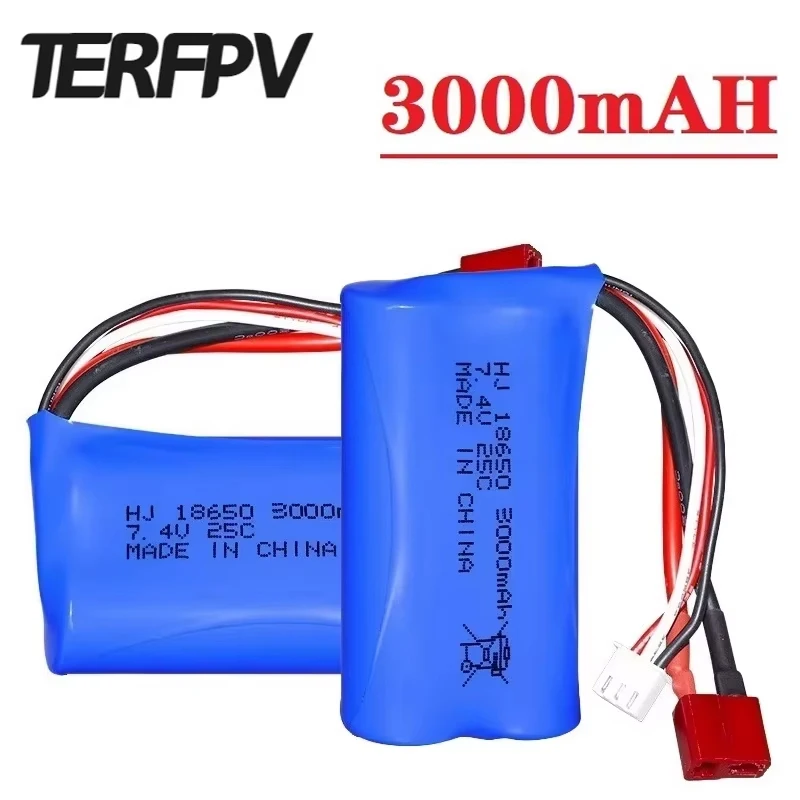 Batería De Polímero De Litio 7.4V 2000mAh Con Conector T – Repuesto Compatible Con Wltoys A959-B, A969-B, A979-B Y K929-B (Coche RC)