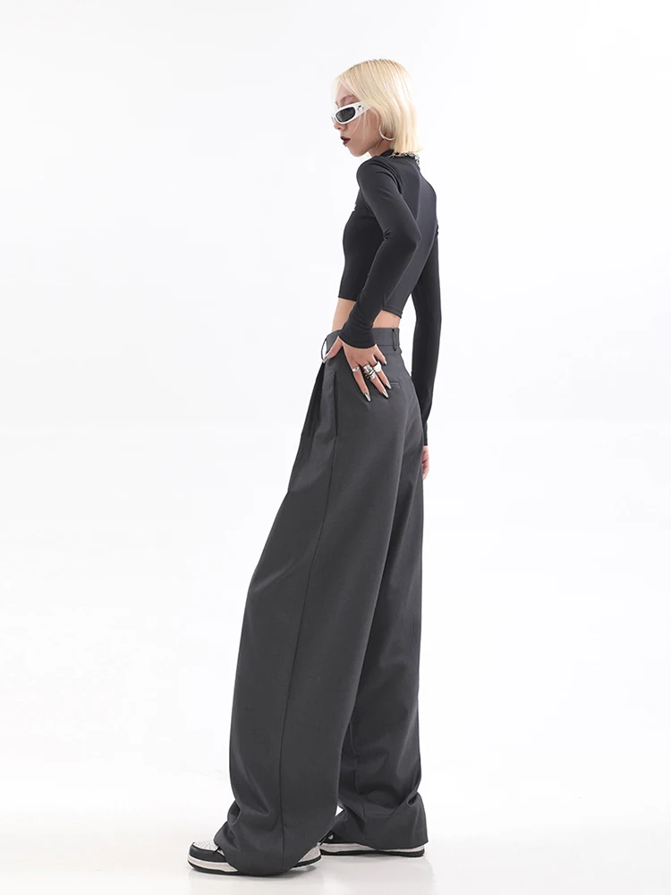 Baggy Loose Wide Leg Pants Straight Women Spring Summer Pleated Solid Color Long Trousers 2023 New Y2K Streetwear Korean Fashion