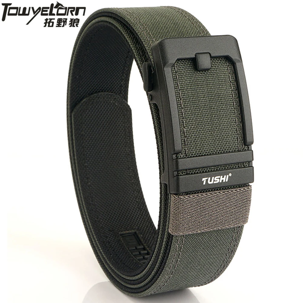 TOWYELORN New Hard Gun Belt for Men and Women Metal Automatic Buckle Tactical Outdoor Belt 1100D Nylon Military IPSC Belt Male towyelorn metal automatic buckle canvas men belt thick nylon jeans pants belt casual outdoor multifunctional tactical male belt