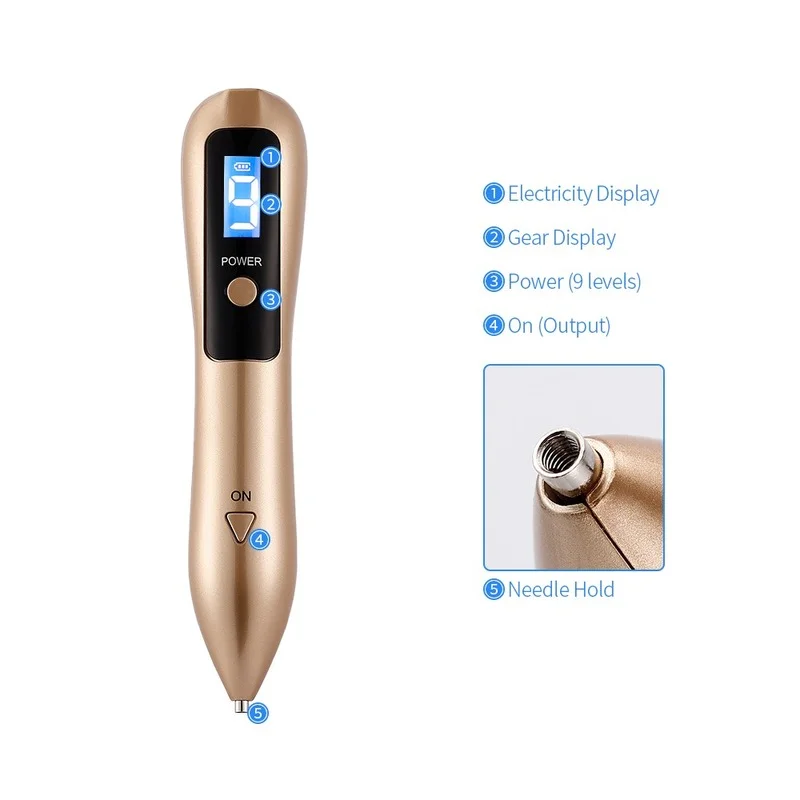 LCD Plasma Pen 9 level Laser Mole Removal Skin Corn Freckle Tag Nevus Dark Age Sweep Spot Tattoo Remover Electric Machine Skin Tag Removal Tool Skin Tag Removal Pen