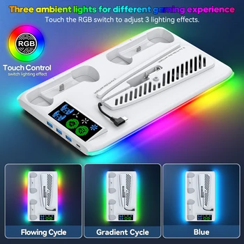 Alternative view of Game Stand For Sony PS5 Console Playstation Play Stations PS 5 Slim Pro Support Base Holder Cooler Fan RGB Gaming Accessories