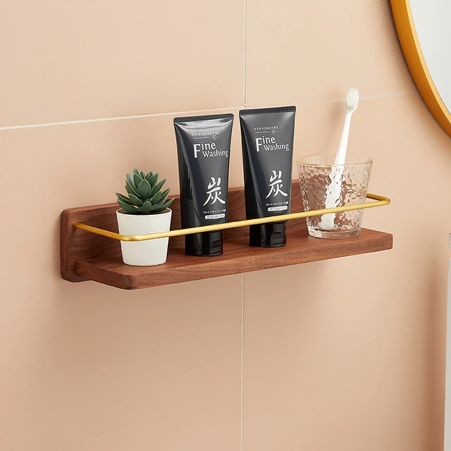 Floating Rectangle Shelf Bathroom Shelf Quality Wood Shelf Kitchen Storage  Minimalist Mid Century Modern Toilet Paper Holder 