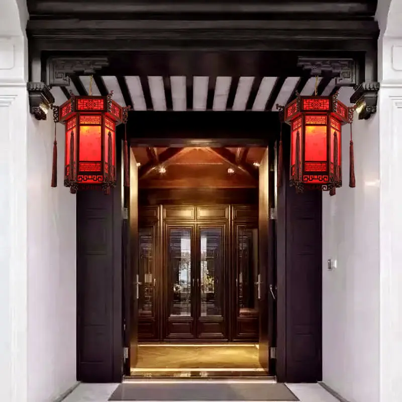 

Chinese style chandeliers, antique temple corridor lights, solid wood restaurant private rooms, sheepskin lighting fixtures, Chi