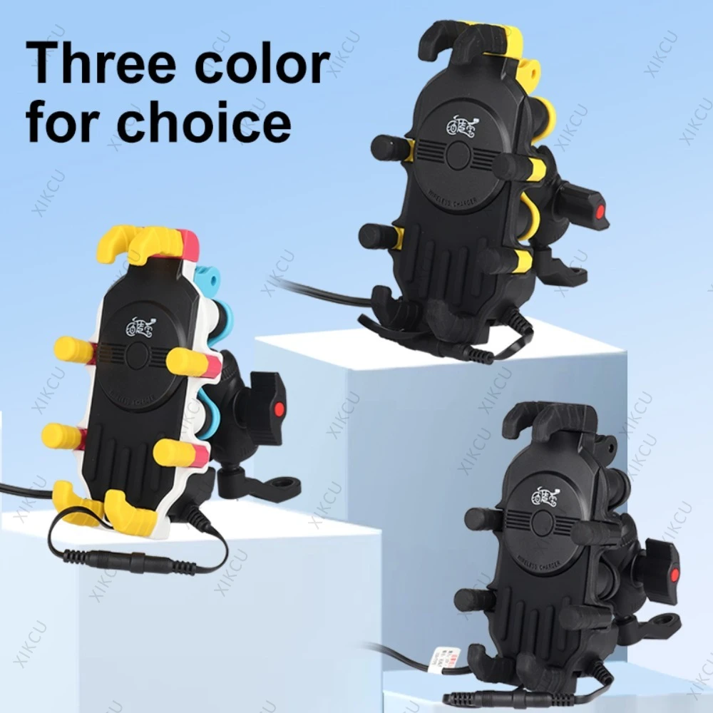 Octopus Shockproof Phone Holder Motorcycle Bicycle Stand 15W Wireless Charger 33W Type C Port Motorbike Bike Cellphone Bracket