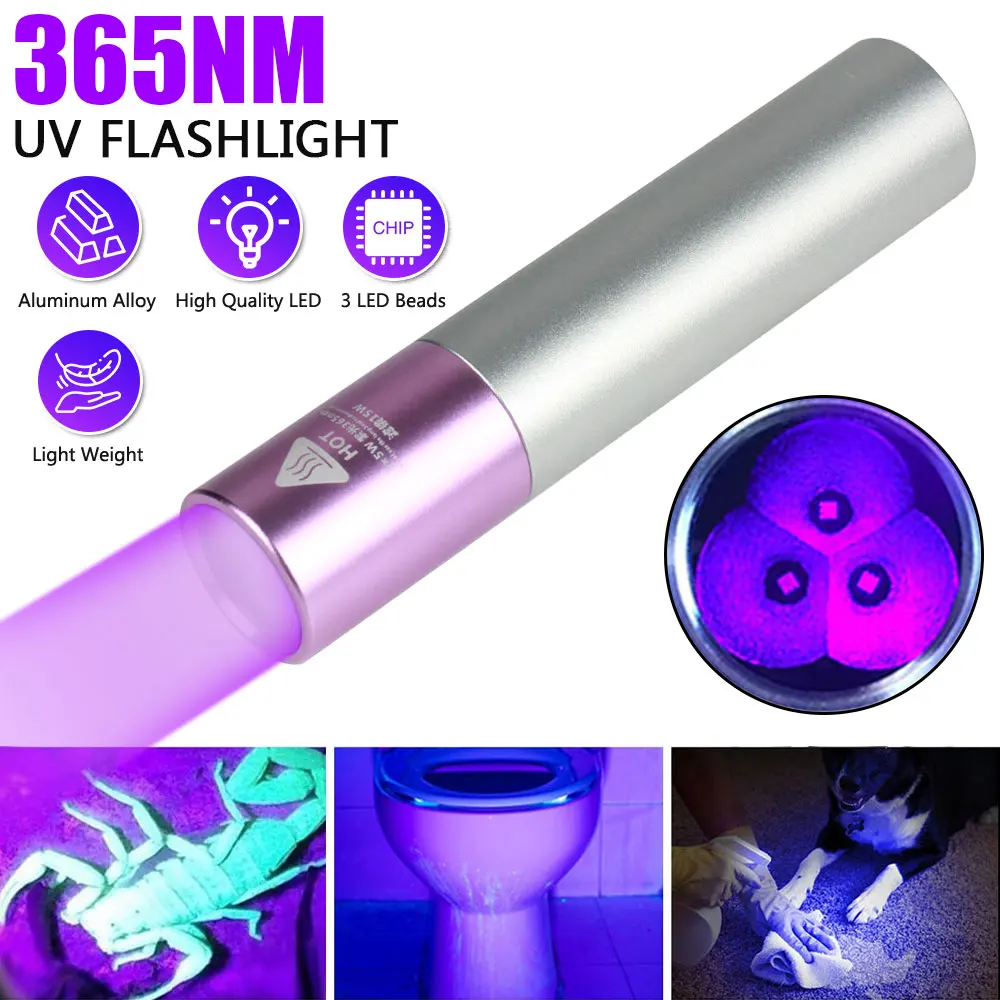 

Purple light flashlight cat moss detection 365nm ultraviolet flashlight fluorescent agent purple light banknote detection lamp