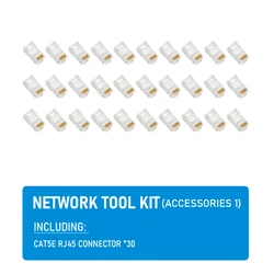 Versatile Ethernet Network Cable Crimper, Cutter, and Stripper Tool (30pcs RJ45 Connector)