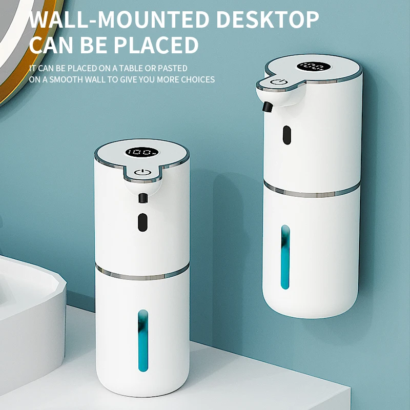 เครื่องจ่ายสบู่อัตโนมัติแบบดิจิตอล 380 มล. พร้อมจอแสดงผล สำหรับใช้ในครัวเรือน แบบโฟม/ของเหลว พร้อมเซ็นเซอร์อินฟราเรดอัจฉริยะ สำหรับห้องครัวและห้องน้ำ 1