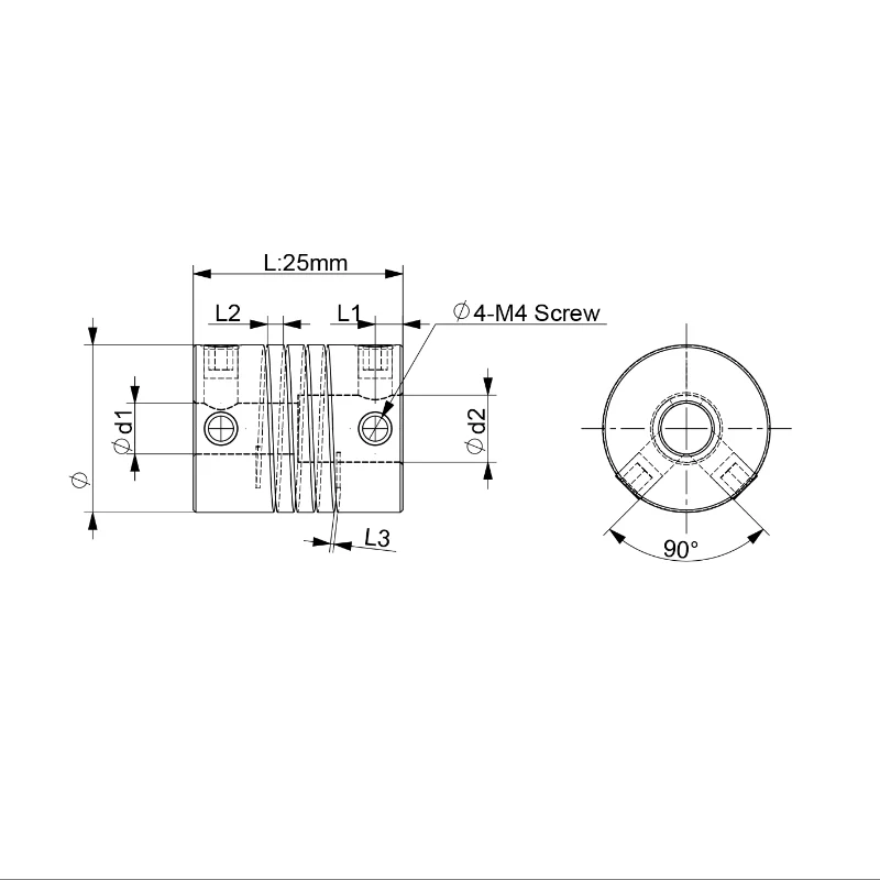 Flexible Coupling Shaft Coupler Shaft Connector D19L25 Aluminum Z Axis Flexible Coupling 3mm 4mm 5mm 6mm 6.35mm 8mm 10mm For Stepper Motor Coupler Shaft Couplings 3D Printer