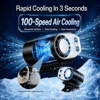 Semiconductor Cooling Clip on Fan Intelligent Digital Display 100 Adjustable Speeds Portable USB Desk Fan for Home Office Car 1