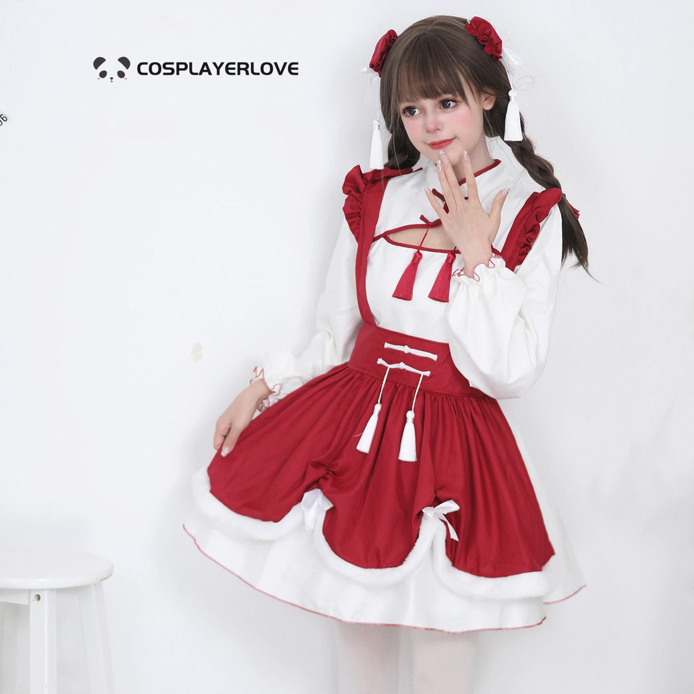 

plus size maid dress super cute big bow Lolita dress women's big guy pink blue cute dress Halloween Christmas Costume