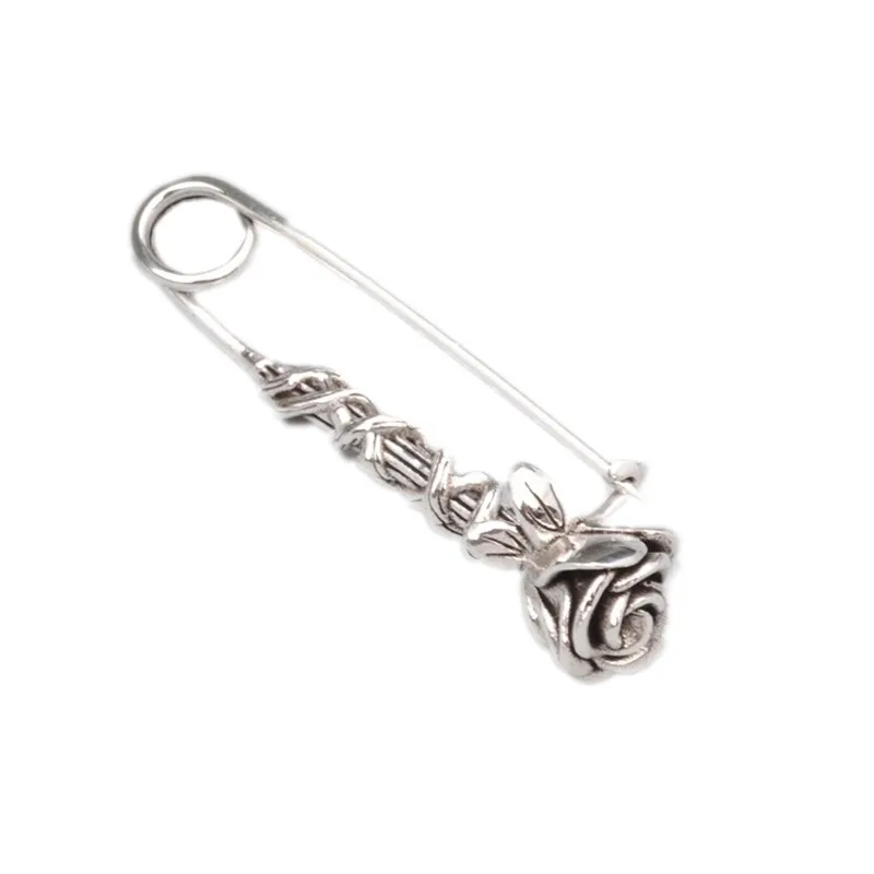 BOCAI-Broche en argent véritable S925 pour femme, épingle rose originale, vintage, chic, mode, accessoires simples, cadeau de Noël, nouveau