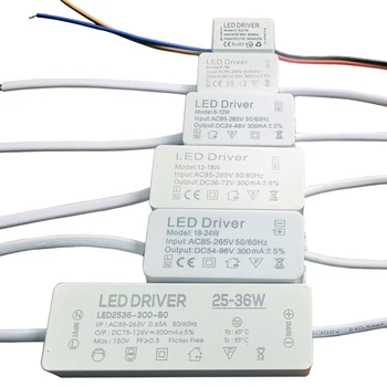 AC85-265V Constant Current Driver 1w 3w 4w 7w 8w 12w 15w 20w 18w 24w 25w 36w LED Driver 300mA  Transformer power supply module